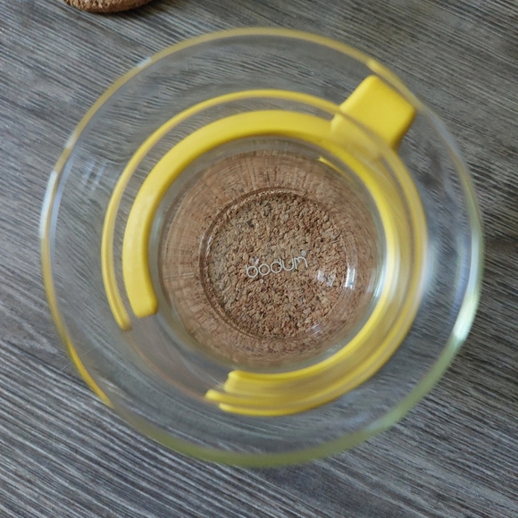 Vintage Bodum glass coffee cups. Glass with yellow handles. NIB - Picture 5 of 5